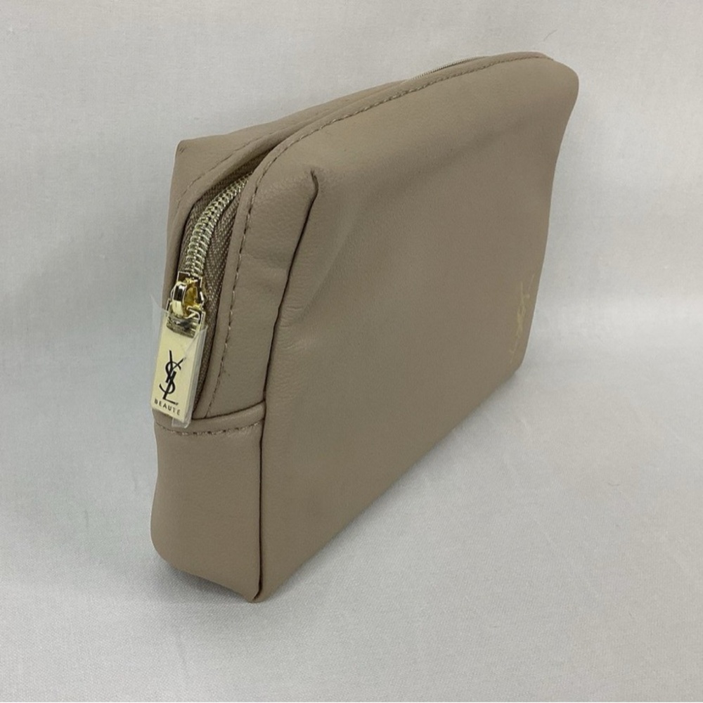 Yves Saint Laurent Beaute Makeup Cosmetic Pouch Beige W6-1/2” x H4” x D2” - Picture 2 of 4
